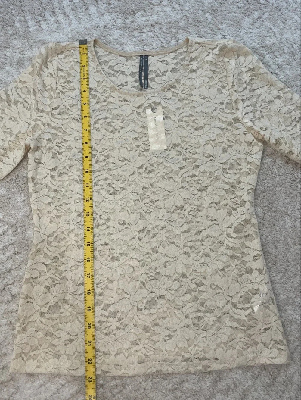 Anthropologie NWT Cream Floral Lace Long-Sleeve Tee Size S
